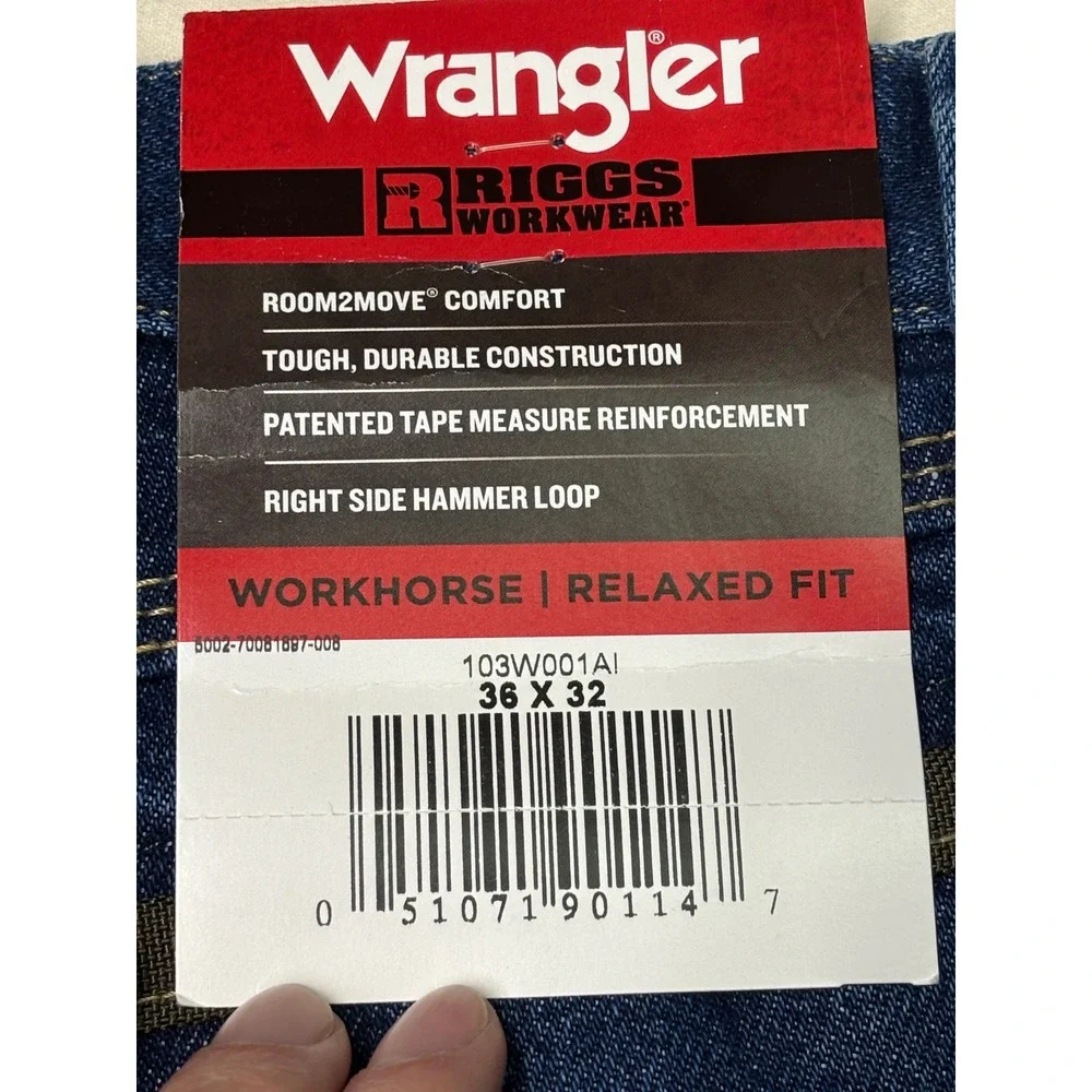 NWT Wrangler‎ Riggs Workwear Relaxed Fit Carpenter Jeans 36x32 Blue Denim Tool